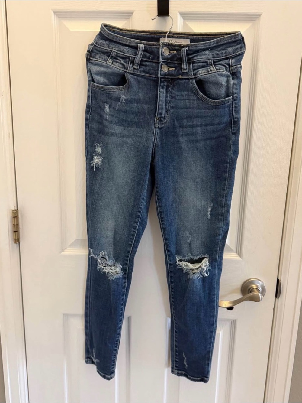 KanCan Distressed Skinny Jeans - Blue Wash